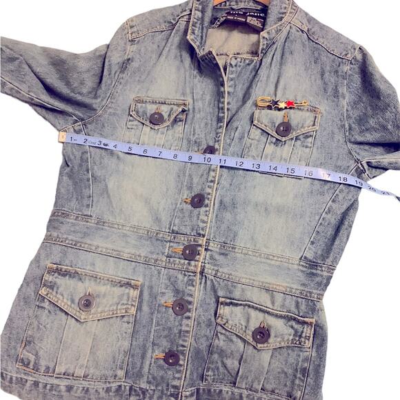 Me Jane - Denim Blue Jean jacket, hip length with tapered waist, vintage, Size:L - Picture 3 of 8